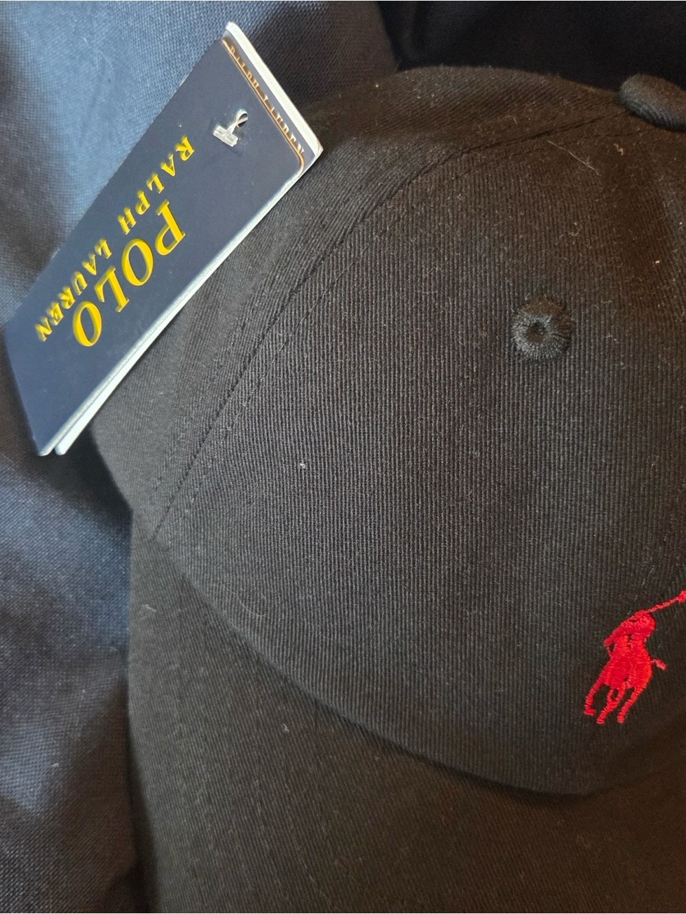 Polo by Ralph Lauren Black Baseball Cap with Red Stitching - Picture 3 of 6